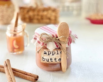 Tarro de mantequilla de manzana artificial hecho a mano: bandeja decorativa otoñal