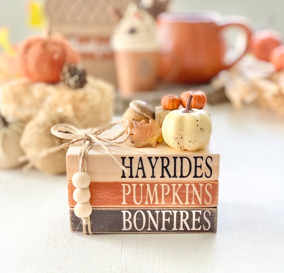 Fall Book Stack Decor: Distressed Farmhouse Style