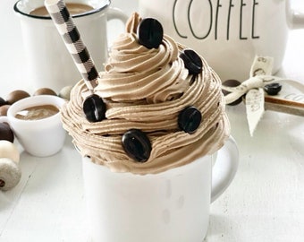 Coffee Faux Whip Mug – Tier Tray Coffee Bar Decor