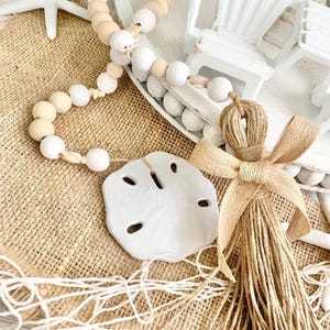 Nautical Decor Starfish Buoy Garland - Beach Decor Garland W Floats Rope Blue