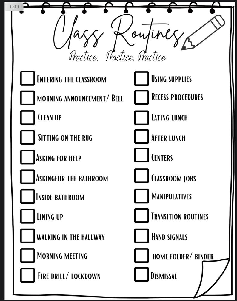 Back to School Class Routine Checklist - Etsy