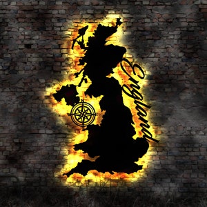 LED Wandbild England UK United Kingdom Silhouette Sticker Poster Aufkleber Fussmatte Vereinigtes Königreich Brexit Map London Skyline
