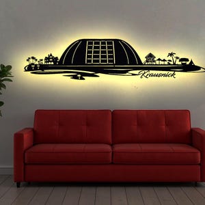 Skyline Krausnick Brandburg  LED Wandbild Holz AK Karte Map Stadtplan Wandsticker Leuchtbild  Wandtattoo Silhouette Plan