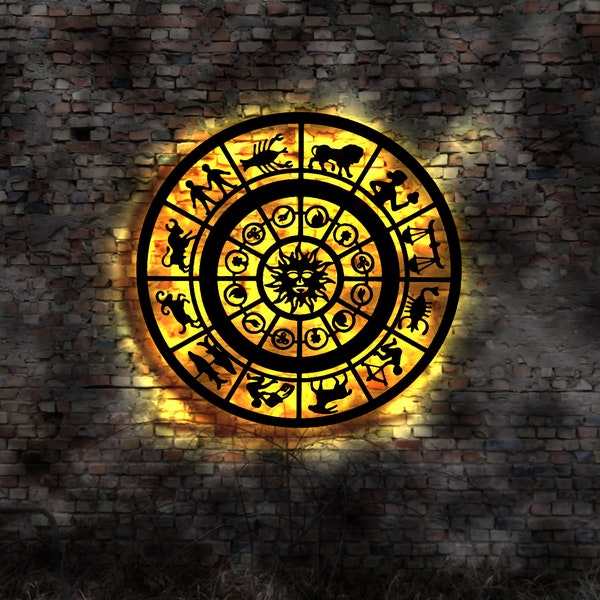 3D LED Murale Signe du Zodiaque Horoscope Mur Décalque Autocollant Néon Signe Capricorne Collier Signe du Zodiaque Signe Signe Mur Tatouage Image