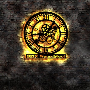 LED mural picture silhouette watchmaker clock company sign wall clock wristwatch clocks clockwork gears gear wheel pocket watch time pointer
