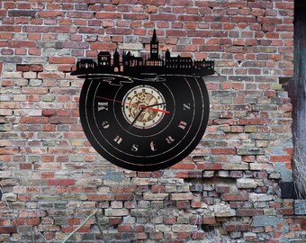 Reloj de pared Skyline Konstanz, reloj de madera, reloj de cocina, reloj grande, reloj de pared de madera