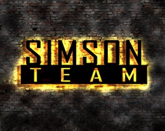 LED illuminated sign Simson Team sign Vintage no sticker company sign neon display