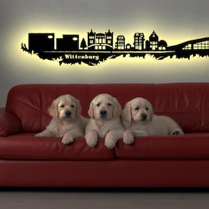 Skyline Stadt Wittenburg Mecklenburg  LED Wandbild   Holz Stadt AK Karte Map Stadtplan Wandsticker Leuchtbild