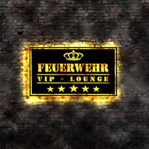 LED Skyline Volunteer Fire Department Hose Firefighter Helmet FFW 112 Neon Advertising Sign Sticker Fire Engine Firefighting Vehicle VIP Lounge