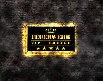 LED Skyline Freiwillige Feuerwehr Schlauch Feuerwehrhelm FFW 112 Neonreklame Schild Aufkleber Feuerwehrauto Löschfahrzeug   VIP Lounge