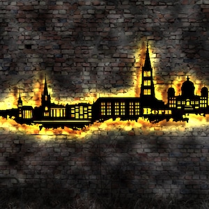 3D LED Image Skyline Silhouette Bern City no Sticker