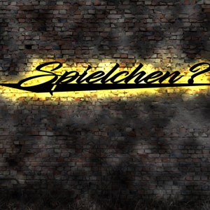 LED Schild Spielchen ? Spiel Spieler Kartenspiel Idee Poker Darts Billiard Tischtennis Skatspiel