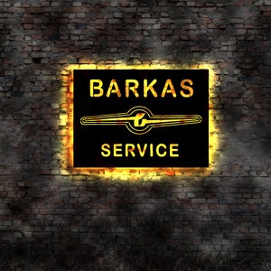 Barkas Service illuminated sign no metal sign tin sign enamel sign VEB DDR Ostalgie Ossi enamel sign