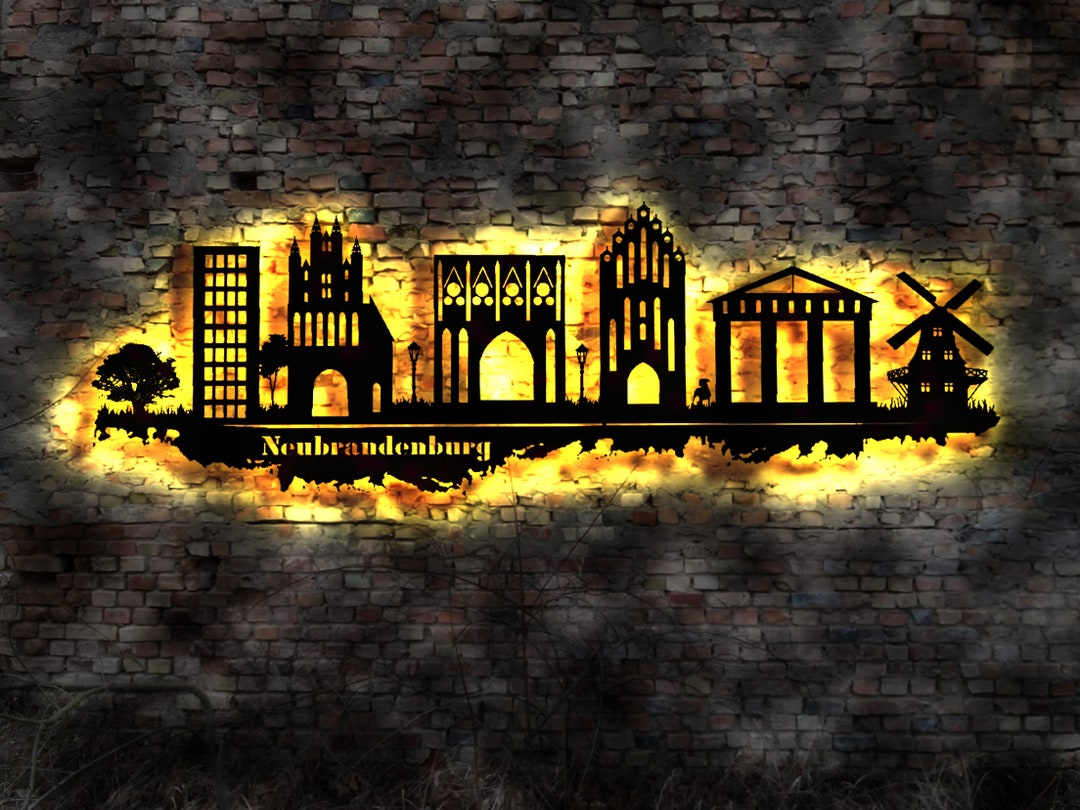Skyline Neubrandenburg LED Wall Picture Wood City AK Map Map City Map ...