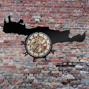 Crete Wall Clock Clock Wooden Clock Clocks Dial Clock Wood Wristwatch Hotel Pension Lake House Holiday Souvenir Island