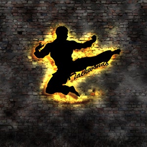 Wall mural picture sticker taekwondo suit pants gloves book martial arts decoration fighter martial artist black belt suit book neon sign