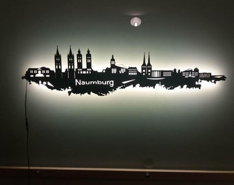 Skyline Naumburg LED wooden wall picture city AK map map city map wall sticker light picture neon sign wall sticker travel guide silhouette