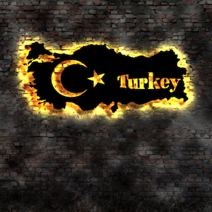 Skyline Istanbul Turkey Türkei Fahne Flagge Flag  LED Wandbild aus Holz Stadt AK Karte Map Stadtplan  sign Silhouette