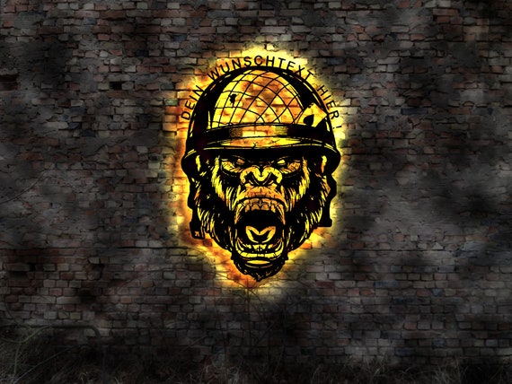 Gorilla Monkey Great Ape LED Neon Sign Sticker Patch Cage Food Monkey Neon Sign Sign Tin Signs