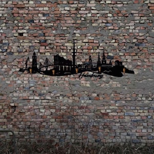 Schlüsselbrett Skyline Hamburg Wandtattoo Wandsticker Stadtplan Map