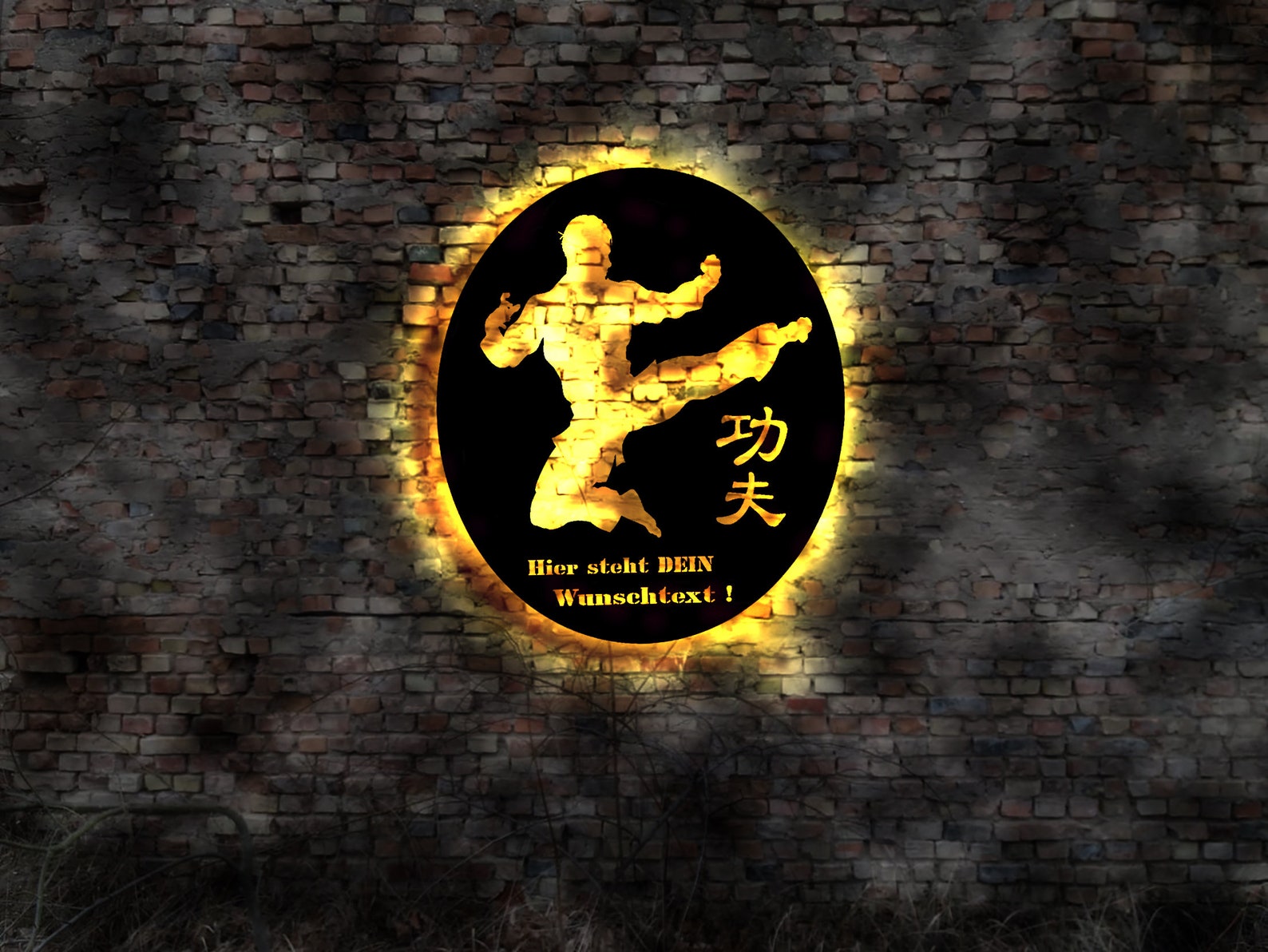 Karate Kung Fu Judo Logo Illuminated Sign LED Mural Sticker Belt Suit ...