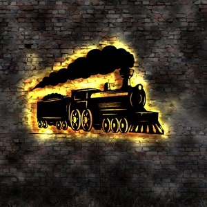 Steam locomotive locomotive railway sign conductor station model railway no metal sign illuminated sign LED decoration car car sticker sign retro embossed