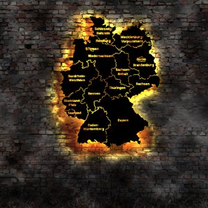 Deutschland Karte Map Bild Wandbild beleuchtet no Aufkleber Buch Kompass BRD Leuchtschild LED Deko Auto Autoaufkleber Schild Atlas Kompass