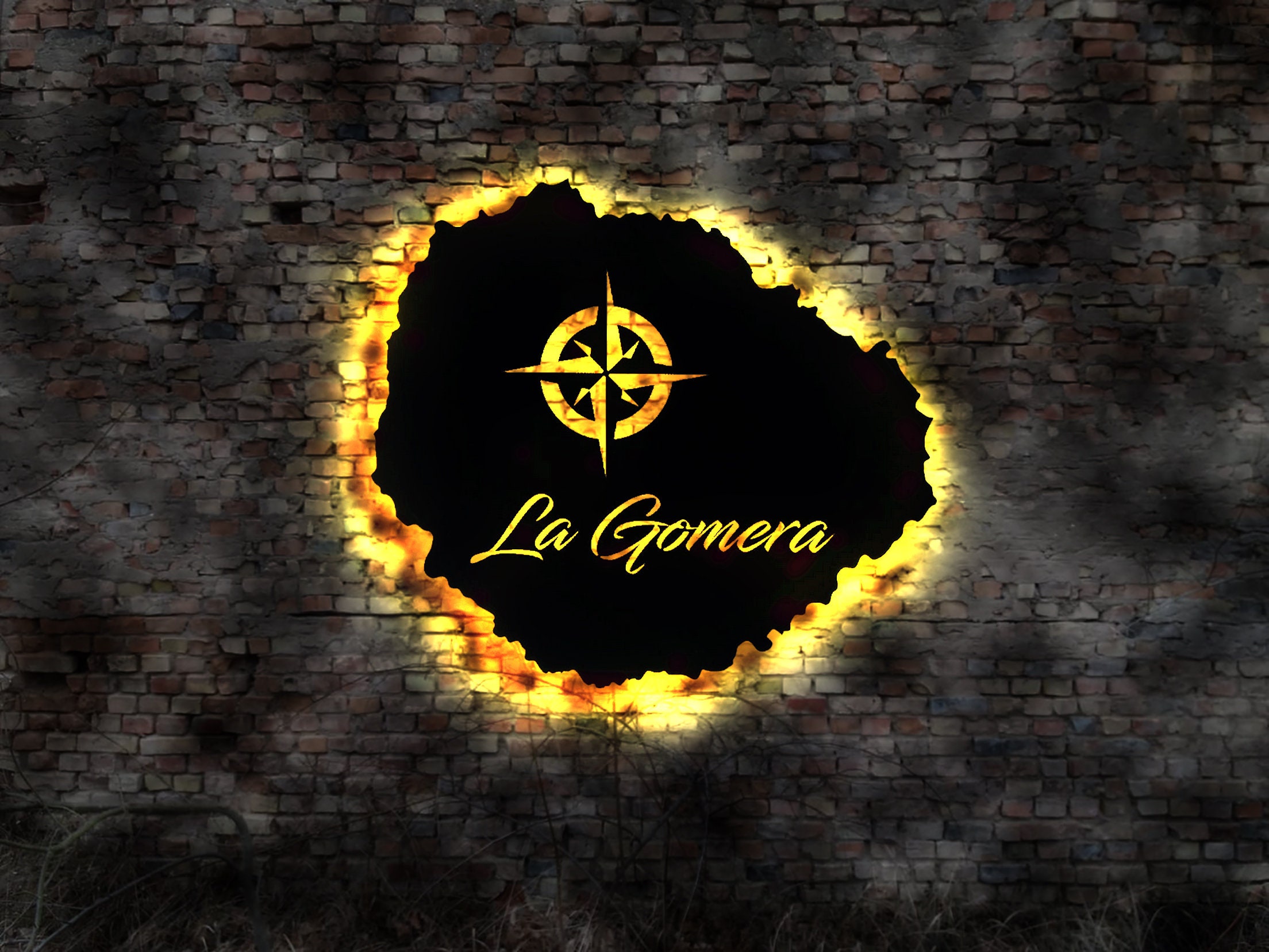 La Gomera wooden illuminated sign