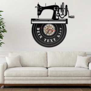 Orologio da parete Orologio murale Macchina da cucire Immagine Stanza da cucito Decorazione da parete Regalo sarta