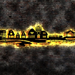 Skyline Ostseebad Boltenhagen Wandbild Holz Stadt AK Karte Map Stadtplan Wandsticker Leuchtbild  Wandtattoo Reiseführer Silhouette