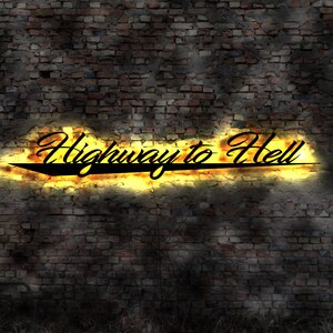 Highway to hell sign sign no metal sign neon sign LED metal sign wooden sign sticker night light kitchen heart