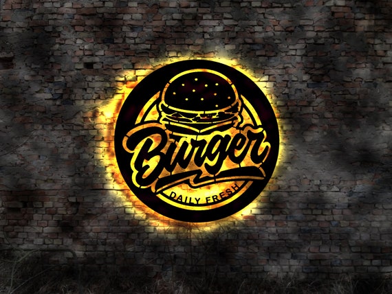 Burger snack fast food pizza display sticker wall tattoo metal sign light  sign wall sticker light picture neon sign neon sign