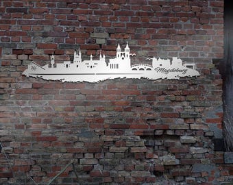 Stainless steel skyline city of Magdeburg wall art steel rustproof silhouette metal art artist work