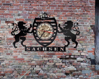 Sachsen modern väggklocka vardagsrum kök tyst klocka utan tickande ljud unik, rund väggklocka träväggklocka