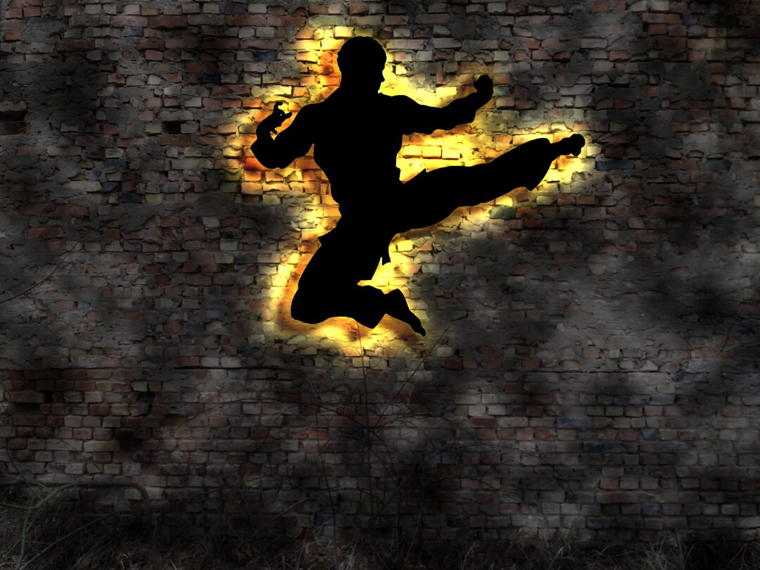 Karate Kung Fu Judo Logo Illuminated Sign LED Mural Sticker Belt Suit ...