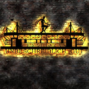 Skyline Dortmund LED Wandbild Holz Stadt AK Karte Map Stadtplan Wandsticker Leuchtbild Neonreklame Wandtattoo Reiseführer Silhouette