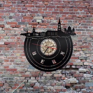 Uhr Wanduhr Bild Insel Bern Stadt Schweiz Silhouette Umriss Bild Deko