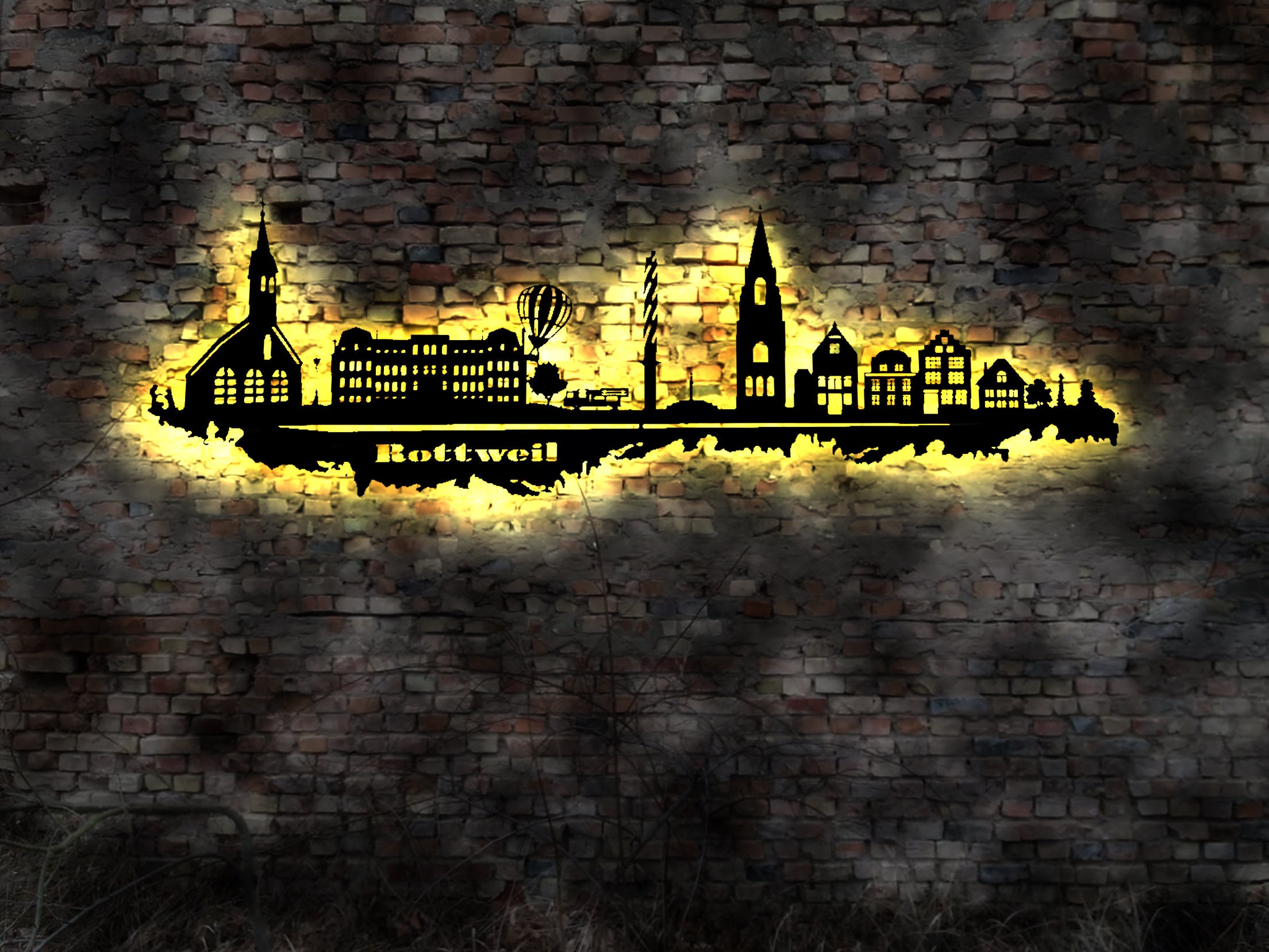 Skyline Rottweil LED Wall Picture Wood City AK Map Map City Map Wall ...