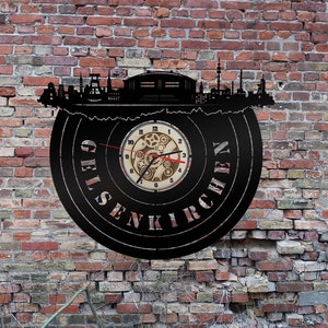 Skyline Gelsenkirchen NRW Stadionklok Wandklok Silhouet Sticker Muursticker