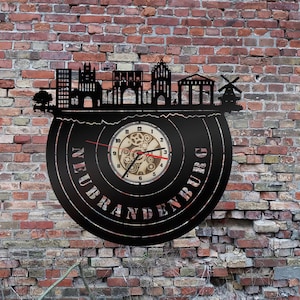 Uhr Wanduhr Bild Neubrandenburg Stadt Skyline Silhouette no Aufkleber