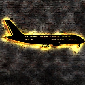 LED Wall Picture Airplane Commercial Aircraft Pilot Travel Agency Sign Display Neon Model Cockpit Model Airplane Picture AK Neon Advertising Ait Plane