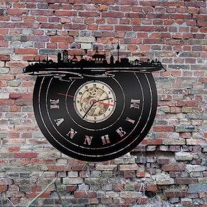 Uhr Wanduhr Bild Insel Mannheim Stadt Skyline Geschenke Shop Sehenswürdigkeiten Pension Hotel