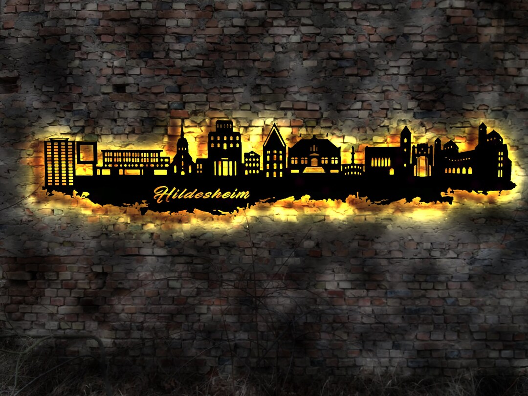 Skyline Hildesheim LED Wall Picture Wood City AK Map Map City Map Wall ...