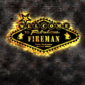LED Skyline Volunteer Fire Department no neon sign FFW 112 Neon Advertising Sign Sticker Neon Advertising Metal Sign Retro Sign Decoration no Neon Advertising
