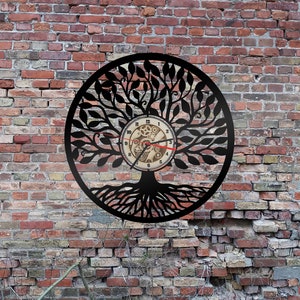 Uhr Stadt Baum des Lebens Blume Esoterik Deko Wanddeko