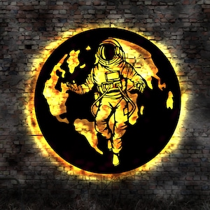LED Picture Mural Astronaut Planets Universe