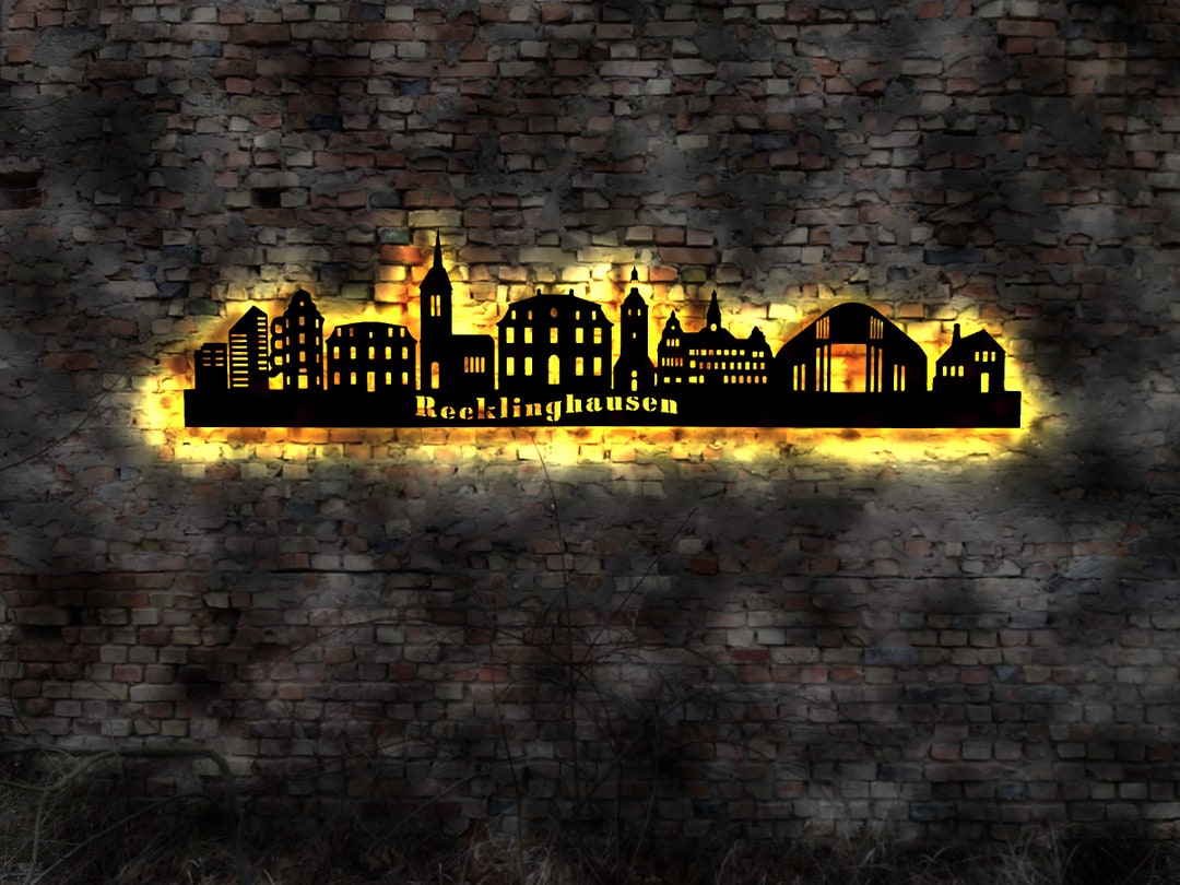 Skyline Recklinghausen LED Wall Picture Wood City AK Map Map City Map ...