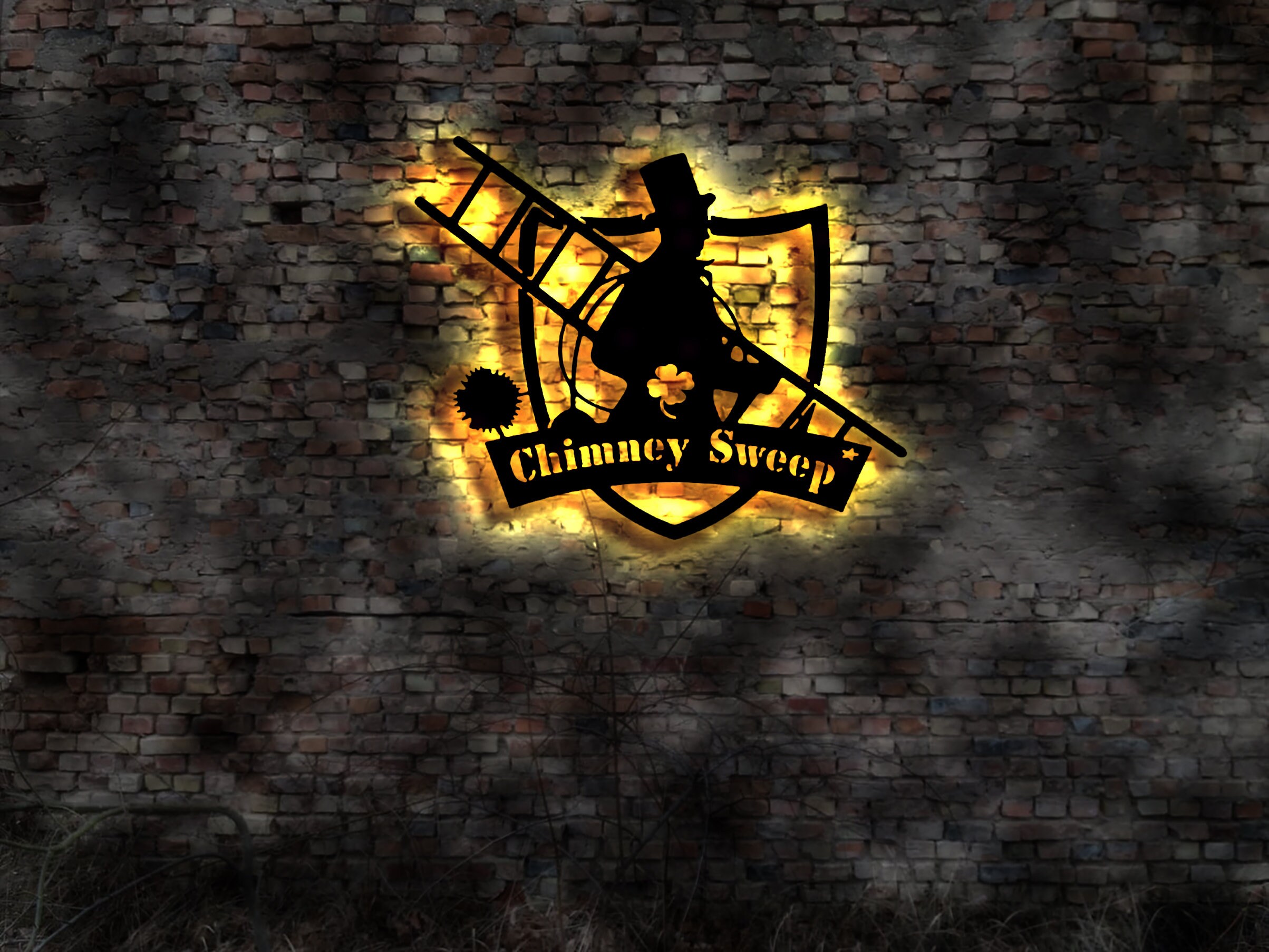 Schornsteinfeger Schild Anhänger Aufkleber Figur Buch Kaminkehrer Leuchtreklame sign-shirt Fahne Leuchtschild Besen chimney sweeper sweep