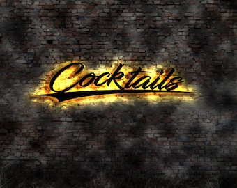 Cocktails lettering illuminated sign advertising no Neon sign neon advertising tattoo book company metal sign illuminated sign wall sticker illuminated image sign