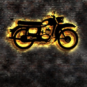 LED Wall Picture DDR Motorcycle Ossi Ostalgie Vehicle Sign Scooter Vintage Bike